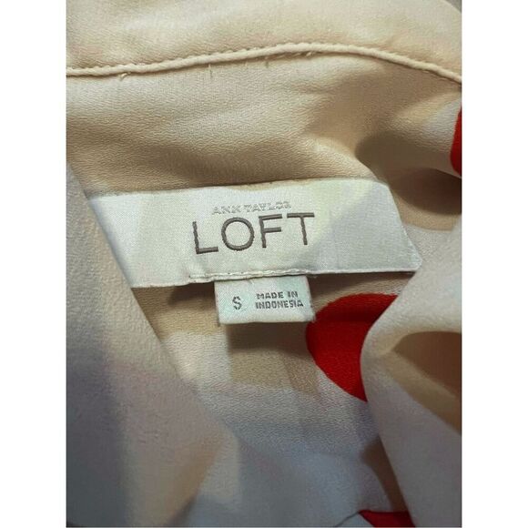 Loft Ann Taylor Red Polka Dot Long Sleeve Sheer Poly Blouse Size S - Picture 7 of 7